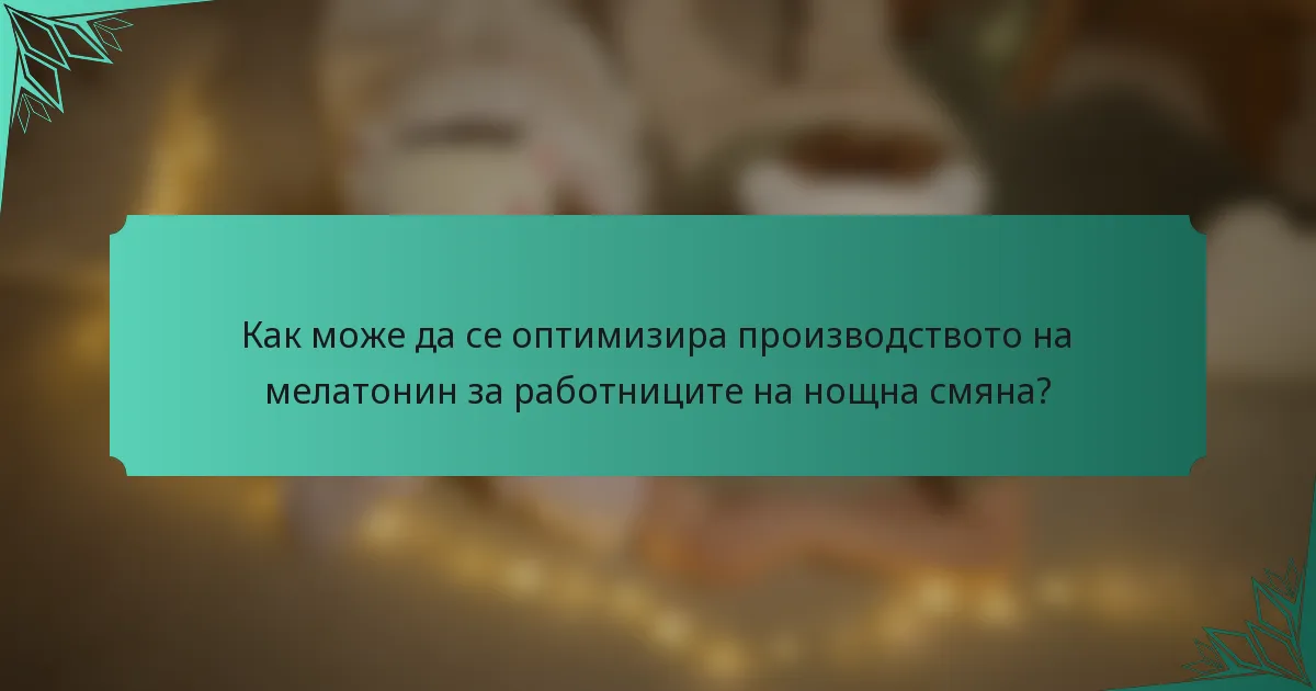 Как може да се оптимизира производството на мелатонин за работниците на нощна смяна?
